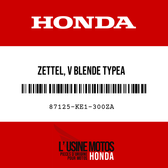 image de 87125-KE1-300ZA ZETTEL, V BLENDE TYPEA 