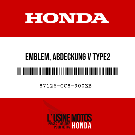 image de 87126-GC8-900ZB EMBLEM, ABDECKUNG V TYPE2