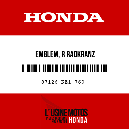 image de 87126-KE1-760 EMBLEM, R RADKRANZ