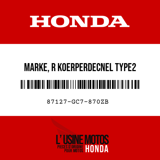 image de 87127-GC7-870ZB MARKE, R KOERPERDECNEL TYPE2 