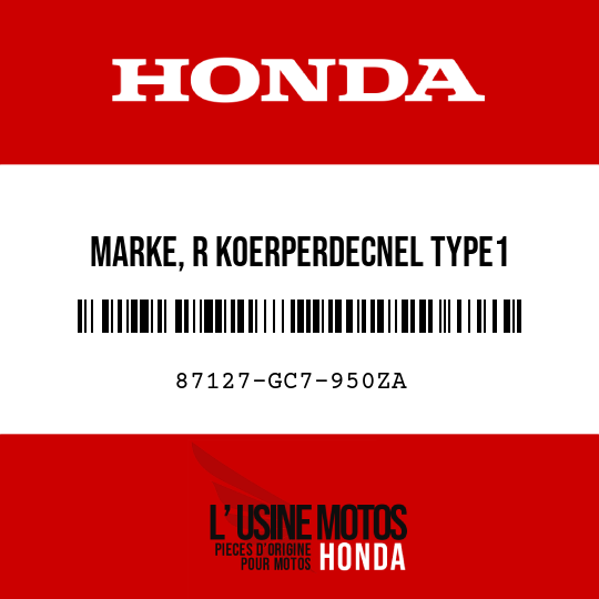 image de 87127-GC7-950ZA MARKE, R KOERPERDECNEL TYPE1