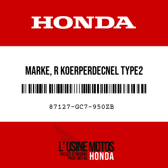 image de 87127-GC7-950ZB MARKE, R KOERPERDECNEL TYPE2 