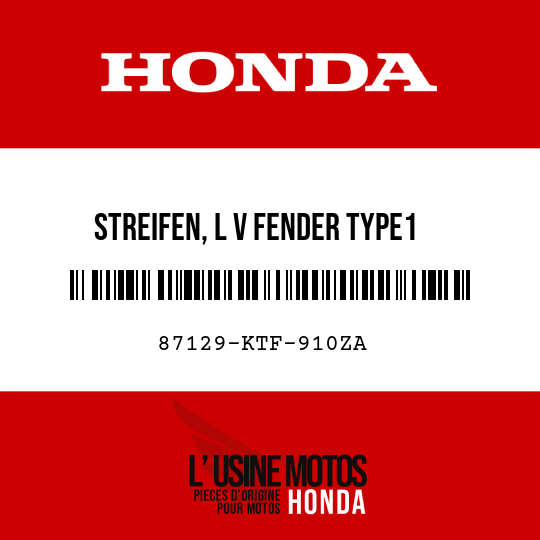 image de 87129-KTF-910ZA STREIFEN, L V FENDER TYPE1