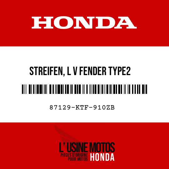 image de 87129-KTF-910ZB STREIFEN, L V FENDER TYPE2