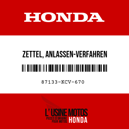 image de 87133-KCV-670 ZETTEL, ANLASSEN-VERFAHREN