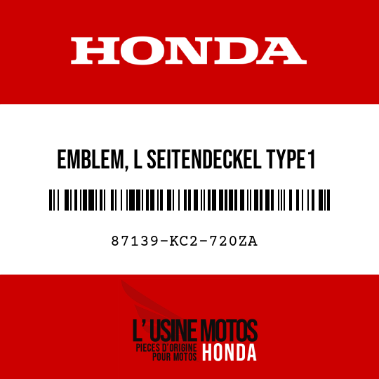 image de 87139-KC2-720ZA EMBLEM, L SEITENDECKEL TYPE1