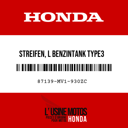 image de 87139-MV1-930ZC STREIFEN, L BENZINTANK TYPE3