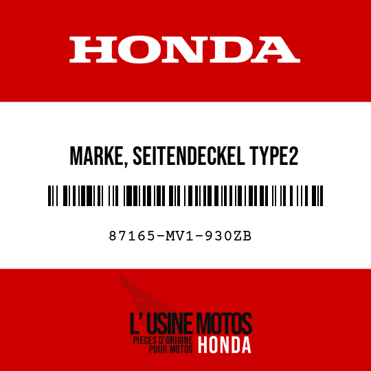 image de 87165-MV1-930ZB MARKE, SEITENDECKEL TYPE2