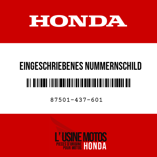 image de 87501-437-601 EINGESCHRIEBENES NUMMERNSCHILD
