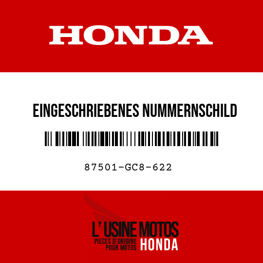 image de 87501-GC8-622 EINGESCHRIEBENES NUMMERNSCHILD