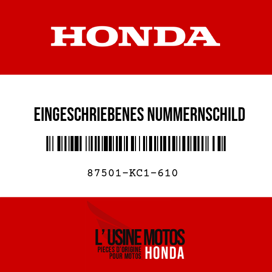 image de 87501-KC1-610 EINGESCHRIEBENES NUMMERNSCHILD