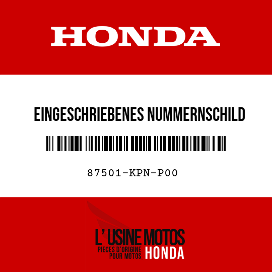 image de 87501-KPN-P00 EINGESCHRIEBENES NUMMERNSCHILD