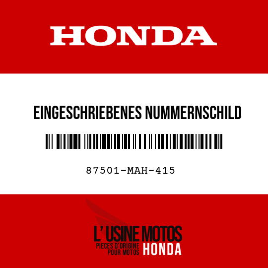 image de 87501-MAH-415 EINGESCHRIEBENES NUMMERNSCHILD
