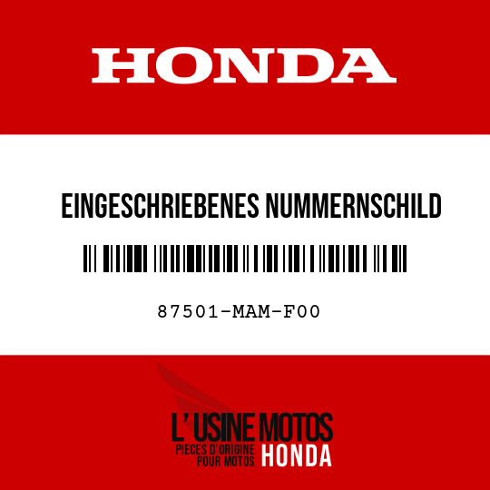 image de 87501-MAM-F00 EINGESCHRIEBENES NUMMERNSCHILD