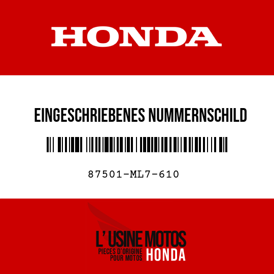 image de 87501-ML7-610 EINGESCHRIEBENES NUMMERNSCHILD