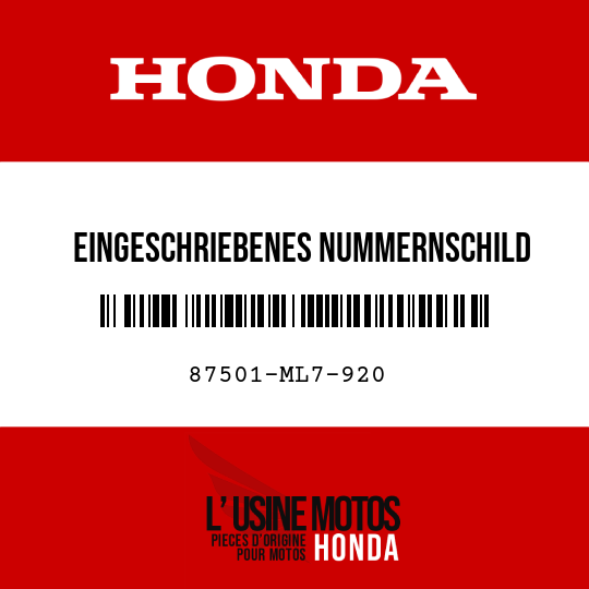 image de 87501-ML7-920 EINGESCHRIEBENES NUMMERNSCHILD