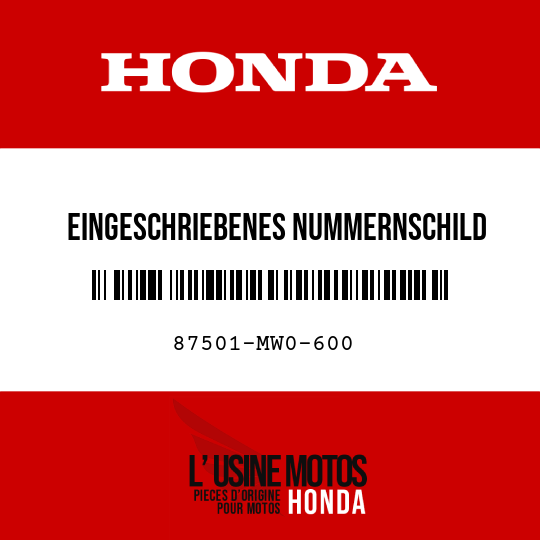 image de 87501-MW0-600 EINGESCHRIEBENES NUMMERNSCHILD