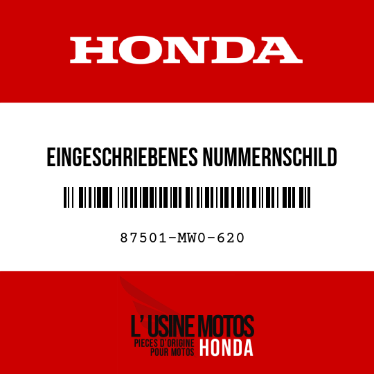 image de 87501-MW0-620 EINGESCHRIEBENES NUMMERNSCHILD