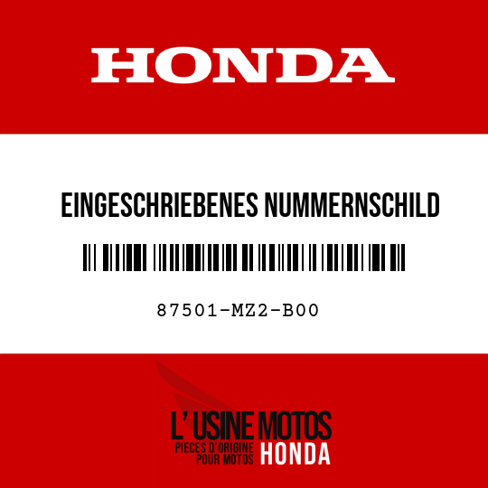 image de 87501-MZ2-B00 EINGESCHRIEBENES NUMMERNSCHILD
