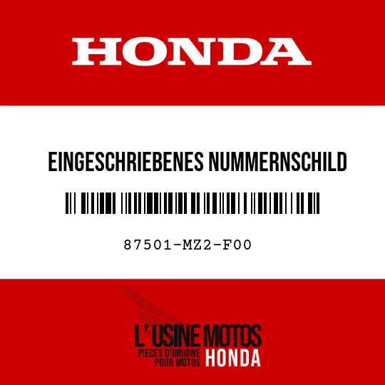 image de 87501-MZ2-F00 EINGESCHRIEBENES NUMMERNSCHILD