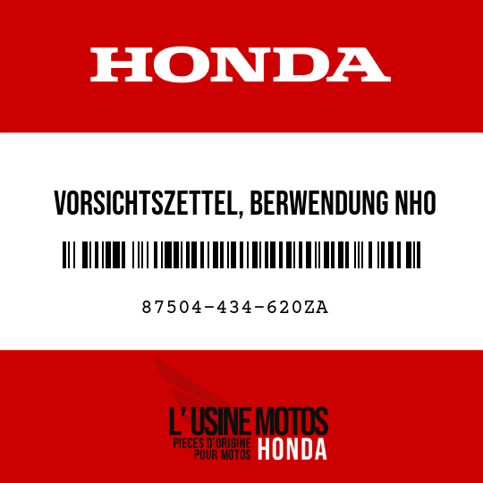 image de 87504-434-620ZA VORSICHTSZETTEL, BERWENDUNG NH0 (FRANZOSISCH)