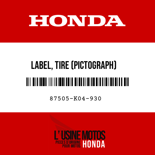 image de 87505-K04-930 LABEL, TIRE (PICTOGRAPH)