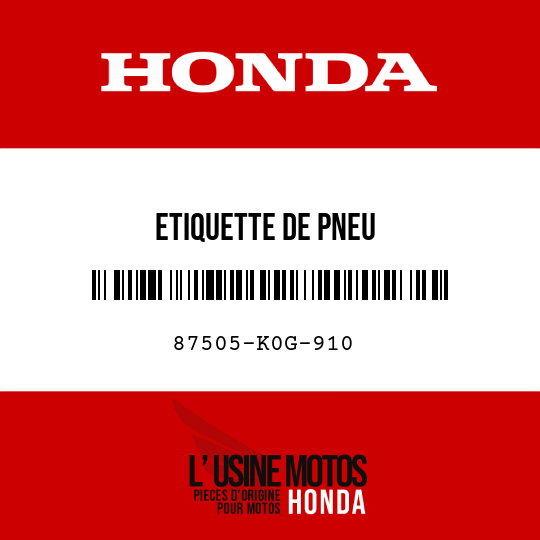 image de 87505-K0G-910 ETIQUETTE DE PNEU