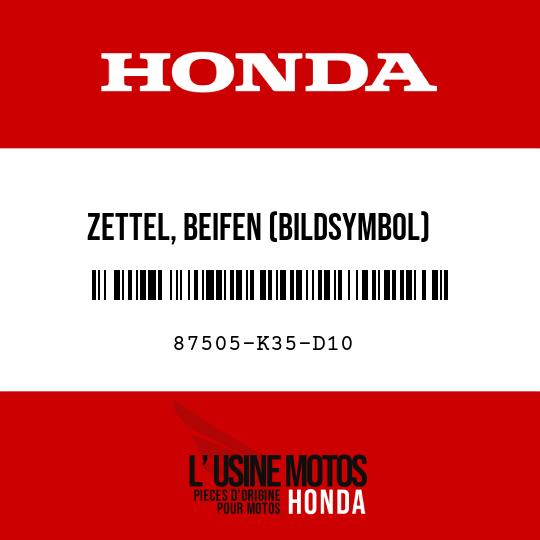 image de 87505-K35-D10 ZETTEL, BEIFEN (BILDSYMBOL)