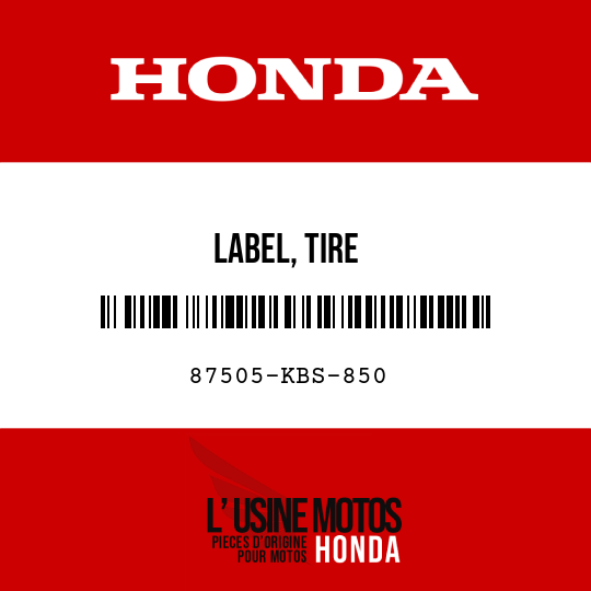 image de 87505-KBS-850 LABEL, TIRE