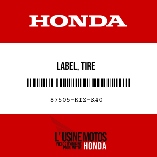 image de 87505-KTZ-K40 LABEL, TIRE