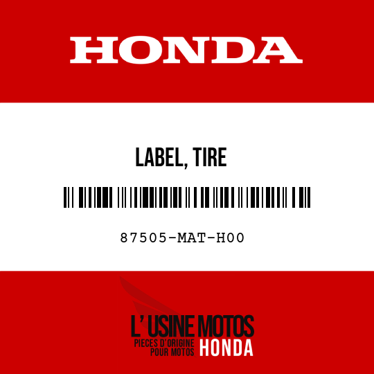 image de 87505-MAT-H00 LABEL, TIRE