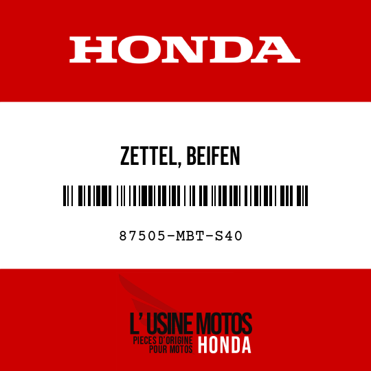 image de 87505-MBT-S40 ZETTEL, BEIFEN