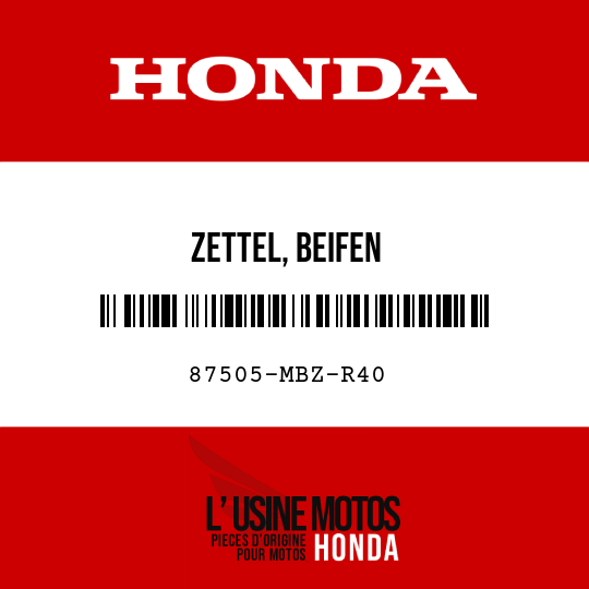 image de 87505-MBZ-R40 ZETTEL, BEIFEN
