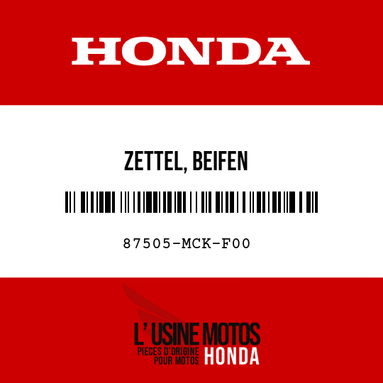 image de 87505-MCK-F00 ZETTEL, BEIFEN