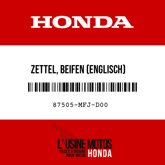 image de 87505-MFJ-D00 ZETTEL, BEIFEN (ENGLISCH)