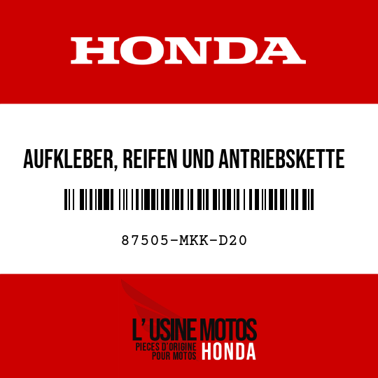 image de 87505-MKK-D20 AUFKLEBER, REIFEN UND ANTRIEBSKETTE (BILDSYMBOL)