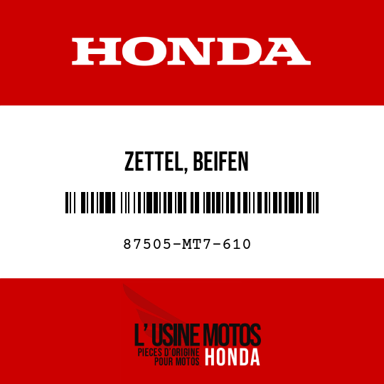 image de 87505-MT7-610 ZETTEL, BEIFEN