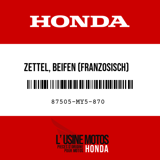 image de 87505-MY5-870 ZETTEL, BEIFEN (FRANZOSISCH)