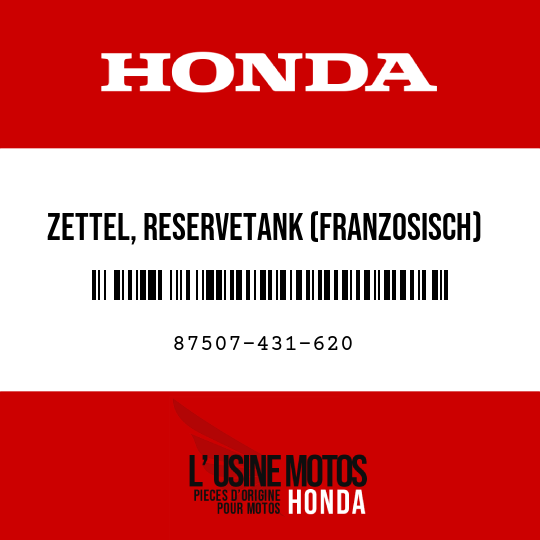 image de 87507-431-620 ZETTEL, RESERVETANK (FRANZOSISCH)