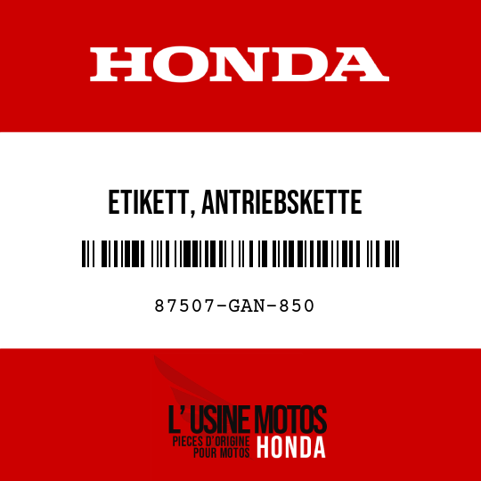 image de 87507-GAN-850 ETIKETT, ANTRIEBSKETTE