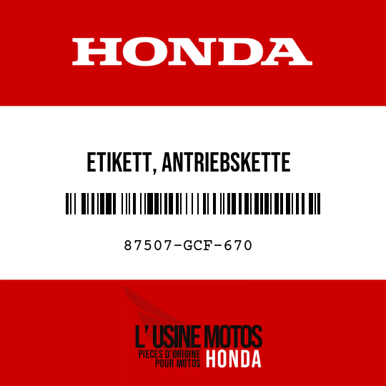 image de 87507-GCF-670 ETIKETT, ANTRIEBSKETTE