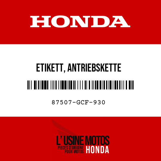 image de 87507-GCF-930 ETIKETT, ANTRIEBSKETTE