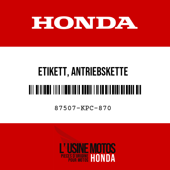 image de 87507-KPC-870 ETIKETT, ANTRIEBSKETTE