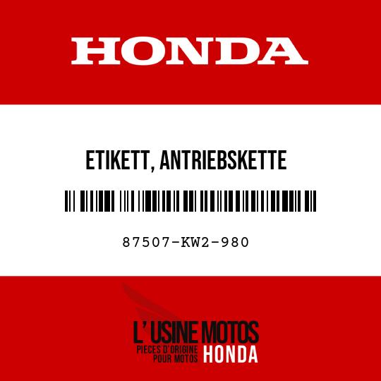 image de 87507-KW2-980 ETIKETT, ANTRIEBSKETTE