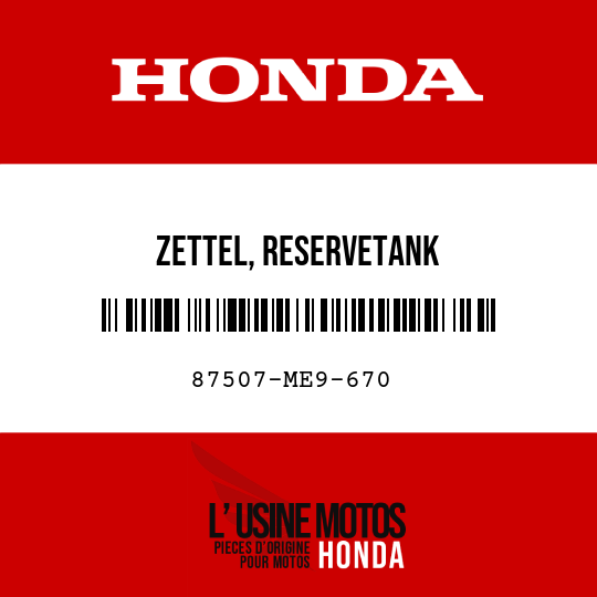 image de 87507-ME9-670 ZETTEL, RESERVETANK