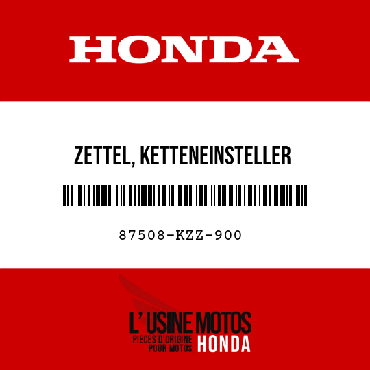 image de 87508-KZZ-900 ZETTEL, KETTENEINSTELLER