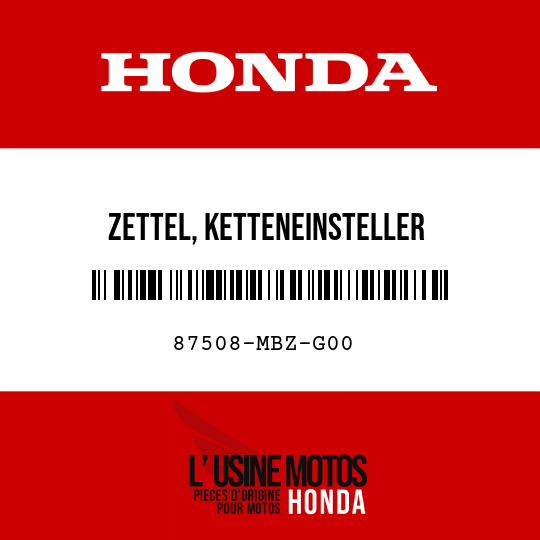 image de 87508-MBZ-G00 ZETTEL, KETTENEINSTELLER
