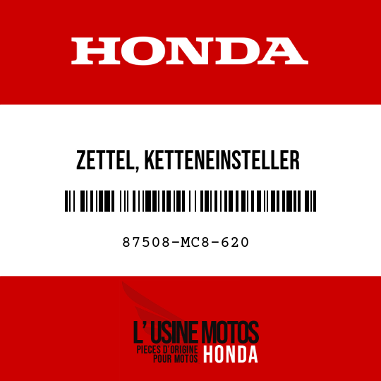 image de 87508-MC8-620 ZETTEL, KETTENEINSTELLER (FRANZOSISCH)