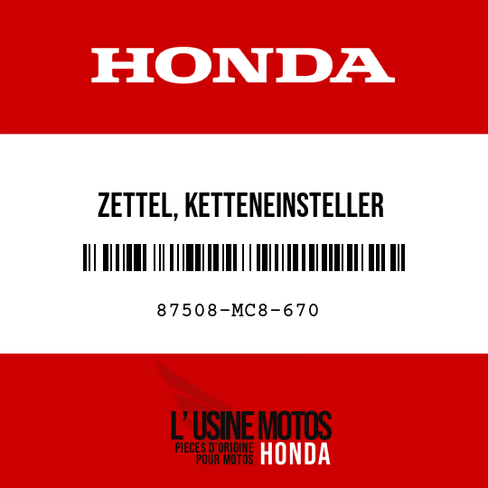 image de 87508-MC8-670 ZETTEL, KETTENEINSTELLER