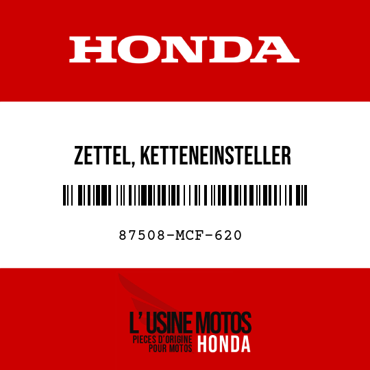 image de 87508-MCF-620 ZETTEL, KETTENEINSTELLER (FRANZOSISCH)